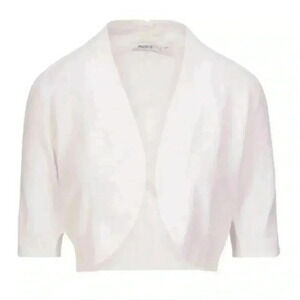 Ricki’s Cropped Cardigan Bolero Shrug Open Front Fitted  Y2K White Size XS